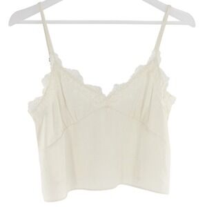 Abound Camisole Top Lace Trim Adjustable Straps Small Ivory